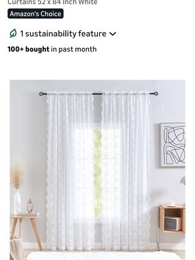 6 Panels White Lace Sheer Curtains